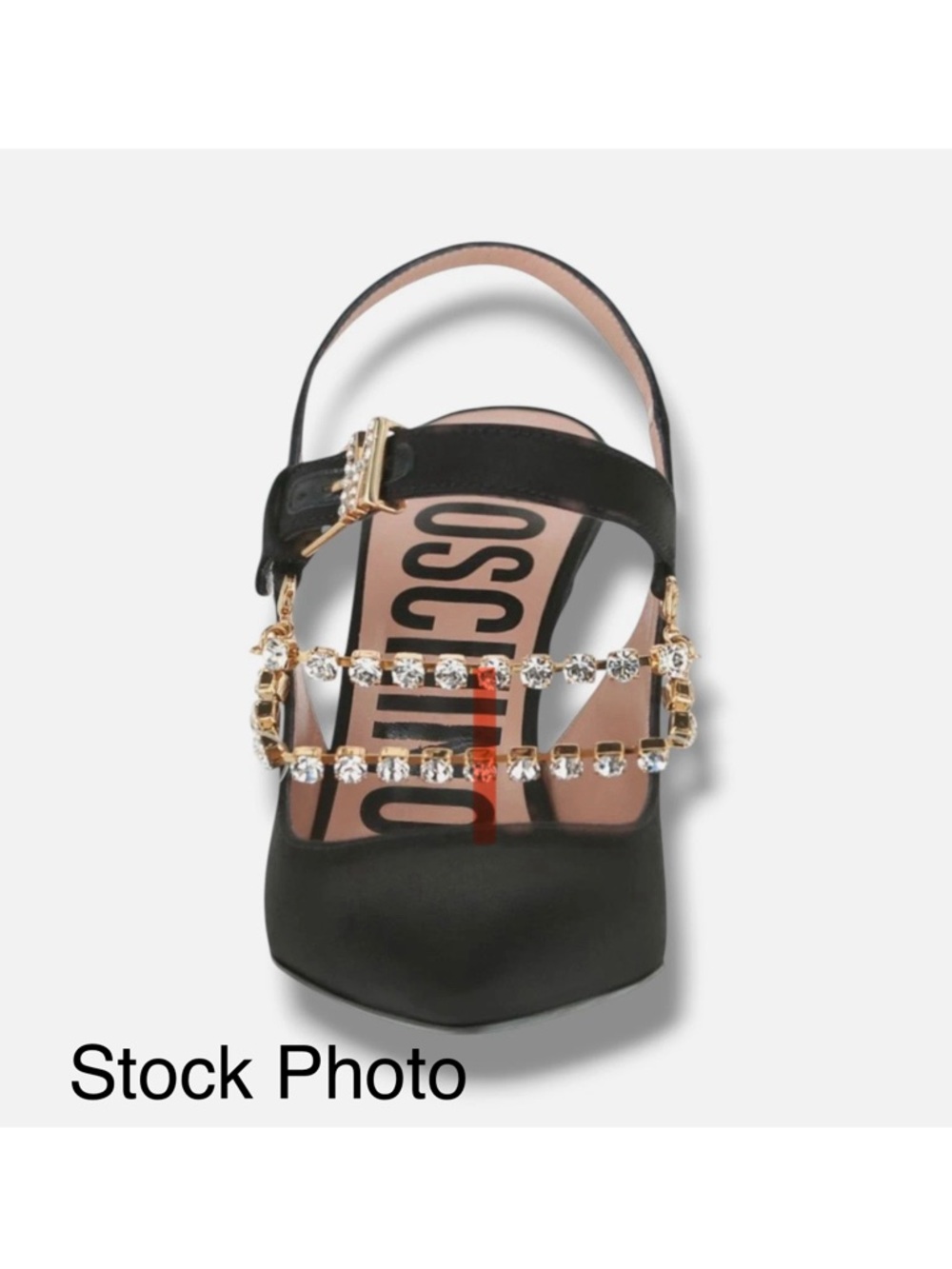 Moschino Crystal Chain Slingback Pumps Black Silk Satin Heels EU 35 NWO Box - Picture 13 of 13